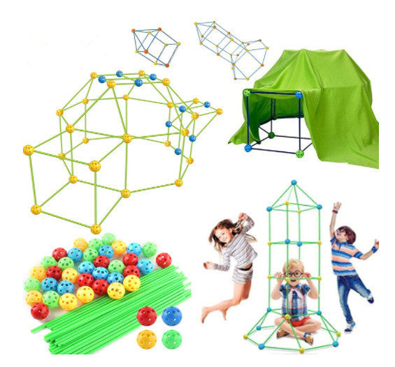 Set of 155pcs DIY Kids Tent Fort Building Toys Kit Build Educational Learning Toy
