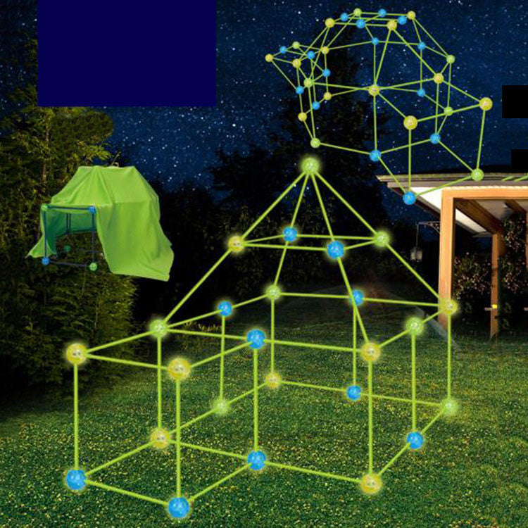 Set of 155pcs DIY Kids Tent Fort Building Toys Kit Build Educational Learning Toys - Glow in The Dark Version - Great Fun for your Children