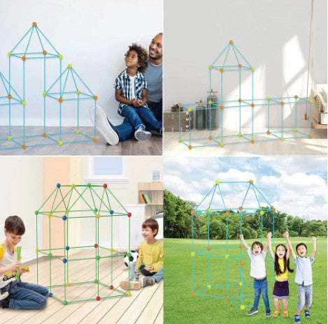 Set of 155pcs DIY Kids Tent Fort Building Toys Kit Build Educational Learning Toy